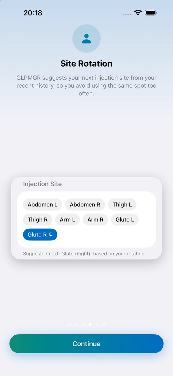 Injection site suggestion